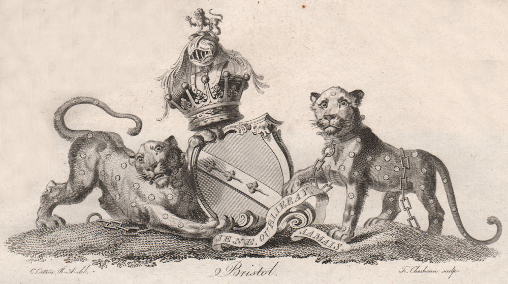 BRISTOL. Coat of Arms. Heraldry 1790 old antique vintage print picture